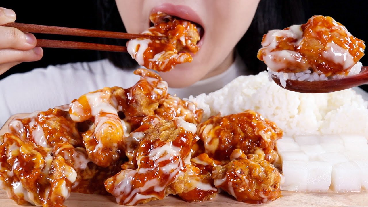 ASMR MUKBANG | Sweet and Crispy Supreme Yangnyeom Chicken and Rice | Eating Sounds No Talking
