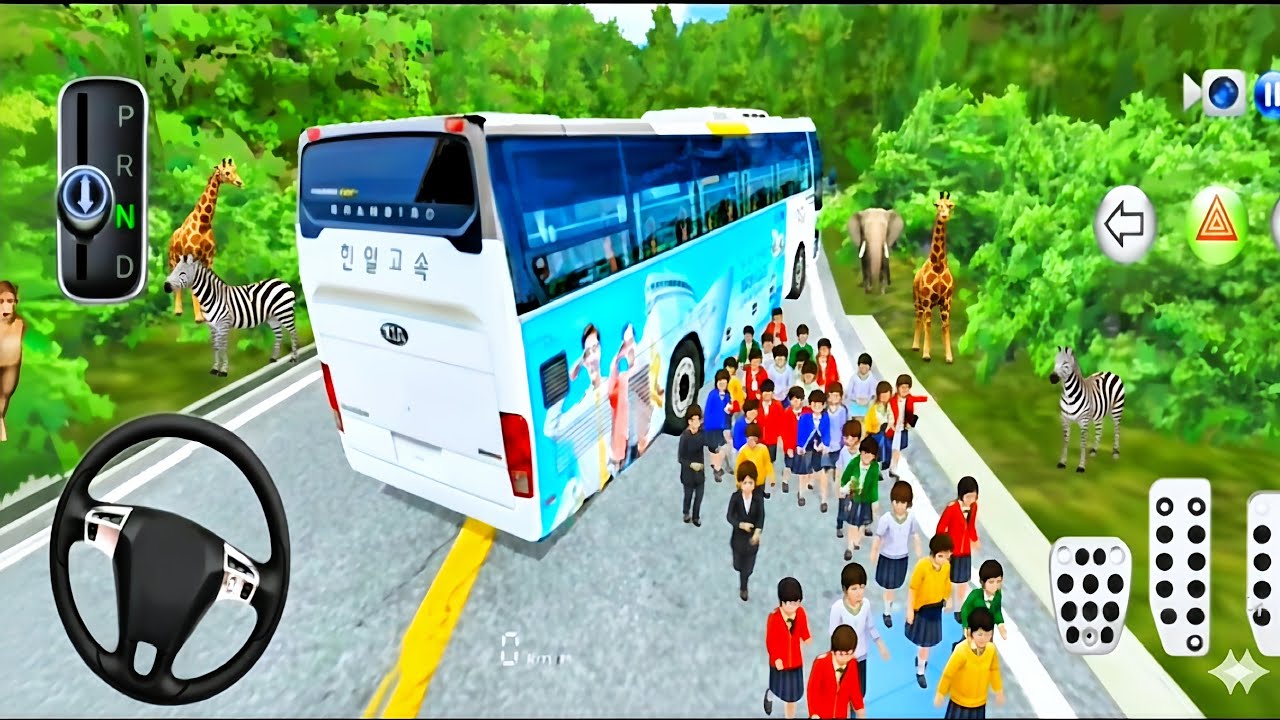 School Bus Jungle Trip 🚍🌳 | Students Saw Wild Animals in Forest | 3D  Driving Class Game Android 