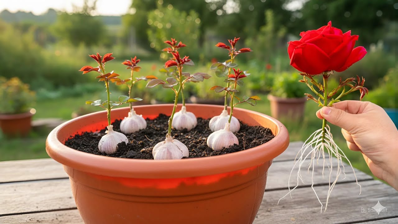 The secret to getting rose cuttings to root quickly using garlic (Anyone can do it).
