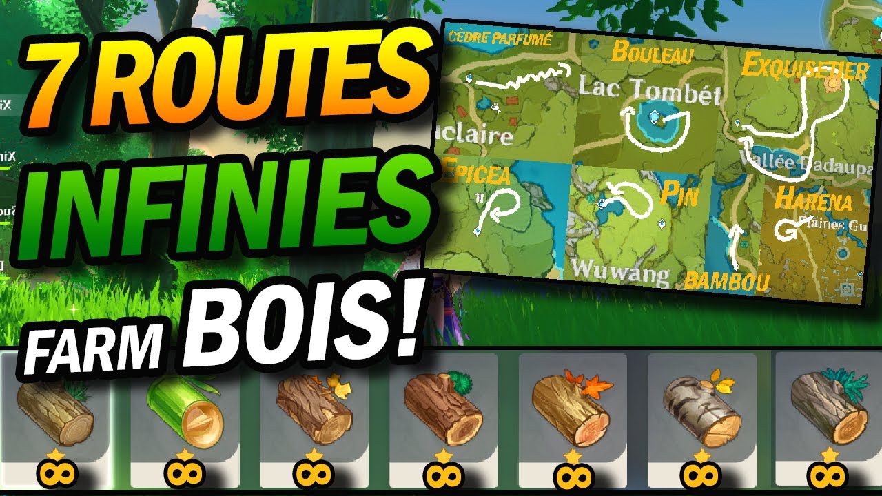 GUIDE des MEILLEURS SPOTS + CARTE ! Farm INFINI et RAPIDE des 7 BOIS - Genshin Impact