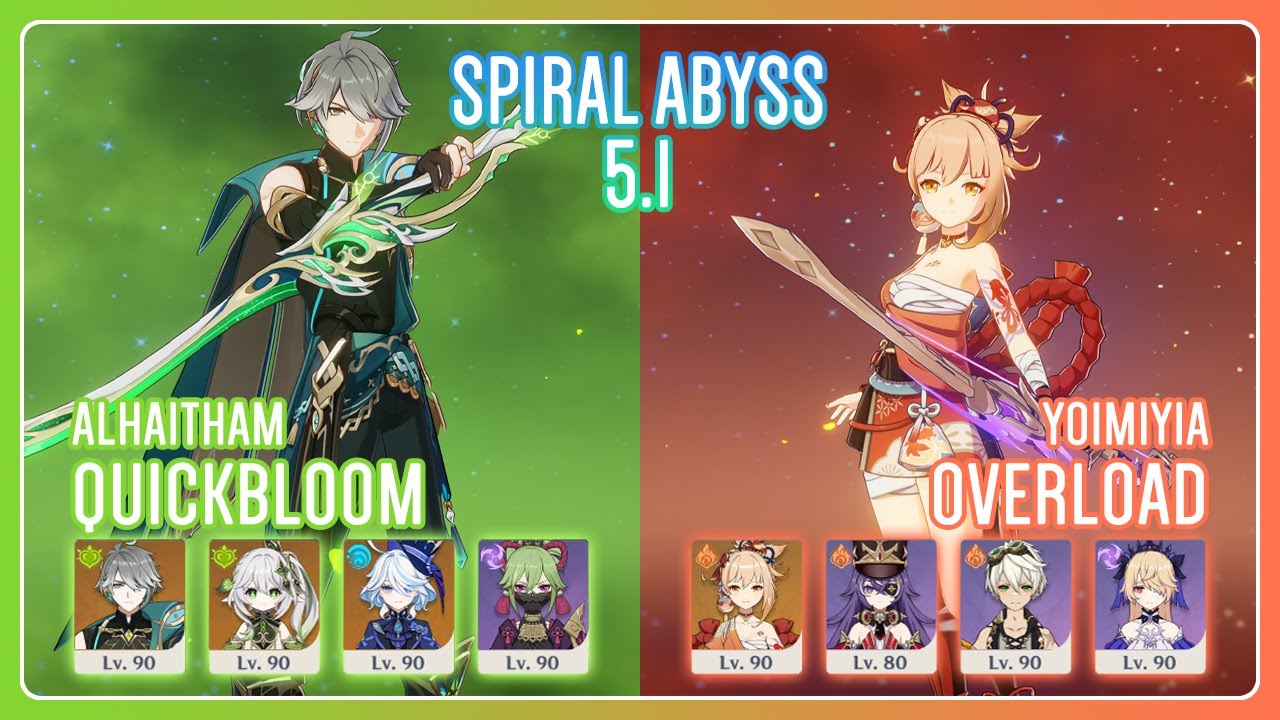 C0 Alhaitham Quickbloom & C0 Yoimiya Overload | Spiral Abyss 5.1 | Genshin Impact
