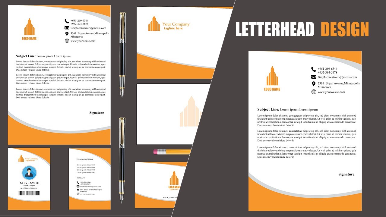 #1 Stationery design tutorial in illustrator || Letterhead design