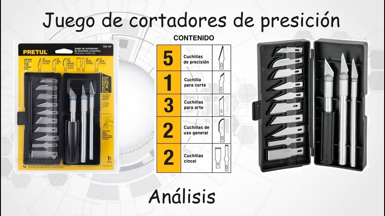 An&aacute;lisis de herramientas. Juego de cortadores de precisi&oacute;n. Labotecnologia