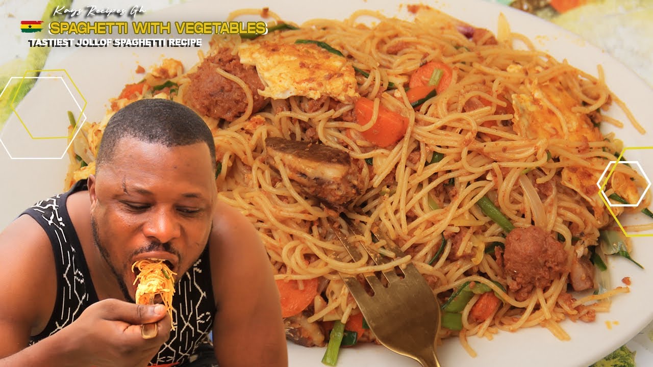 Popular Ghanaian Street Food - The Easiest / Tastiest Jollof Spaghetti Recipe ||  - Noodles