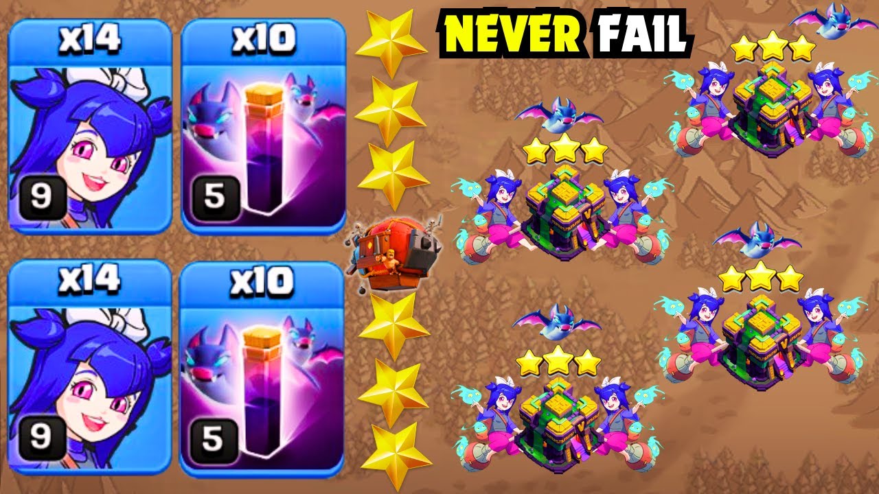 THIS TH14 ATTACK STRATEGY CAN EASILY DESTROY MAX TH16 ️‍🔥 | 14 Broom Witch + 10 Bat Spells | COC