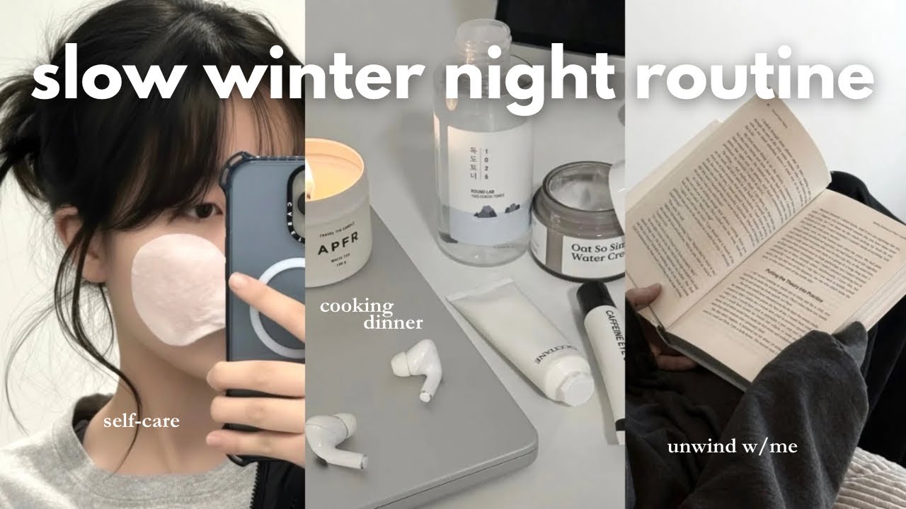 cozy winter night routine l unwind with me, simple skincare, self-care, & cooking dinner