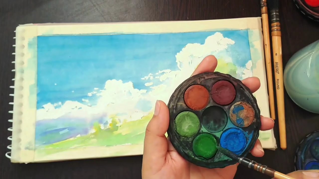 Easy Watercolor Landscape Tutorial | Paint with me 🎨
