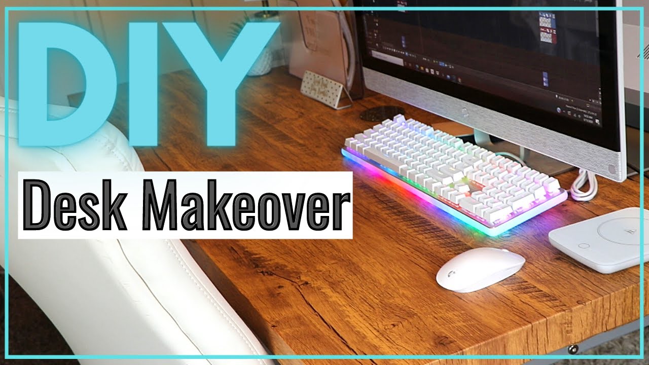 DIY Desk Makeover | How to Put Contact Paper on Desk *EASY Simple Wood Desk Transformation [ASMR]