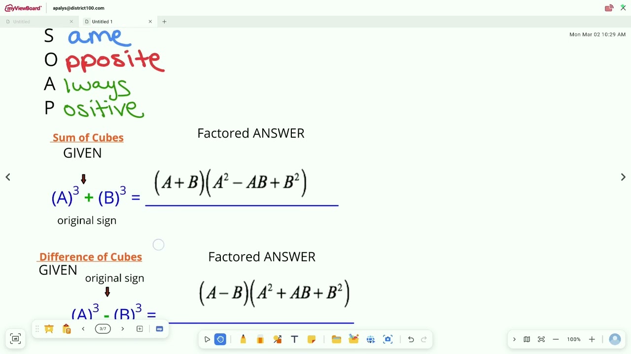 8.2 Day 1: Solving Sum & Difference of Cubes
