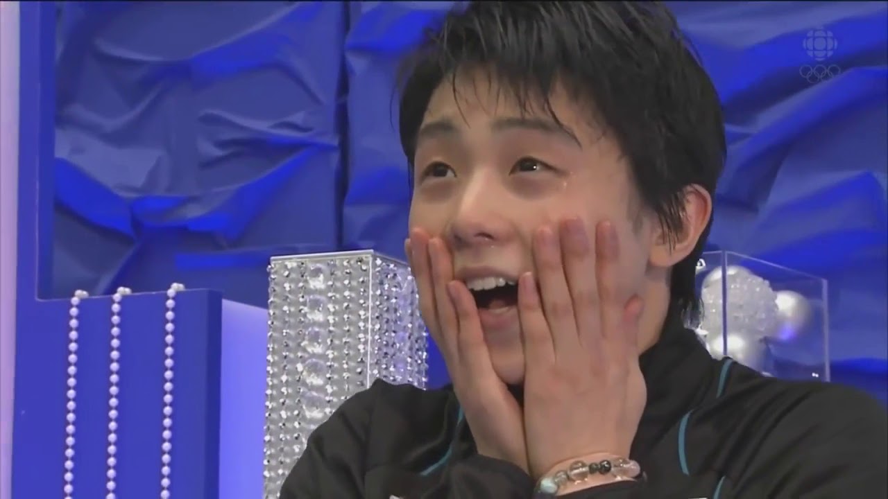 Yuzuru Hanyu reacting to his first 18 world records