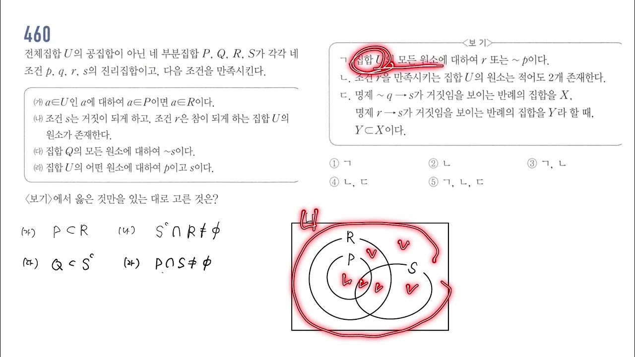 고쟁이 공통수학2 460번│명제│step3 내신 최상위권 굳히기를 위한 최고난도 유형