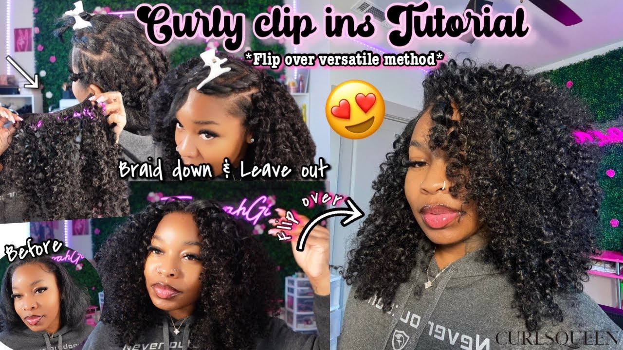 WATER CURLY 3A/3B CLIP IN EXTENSIONS TUTORIAL *Flip over Versatile Method * Ft.CurlsQueen