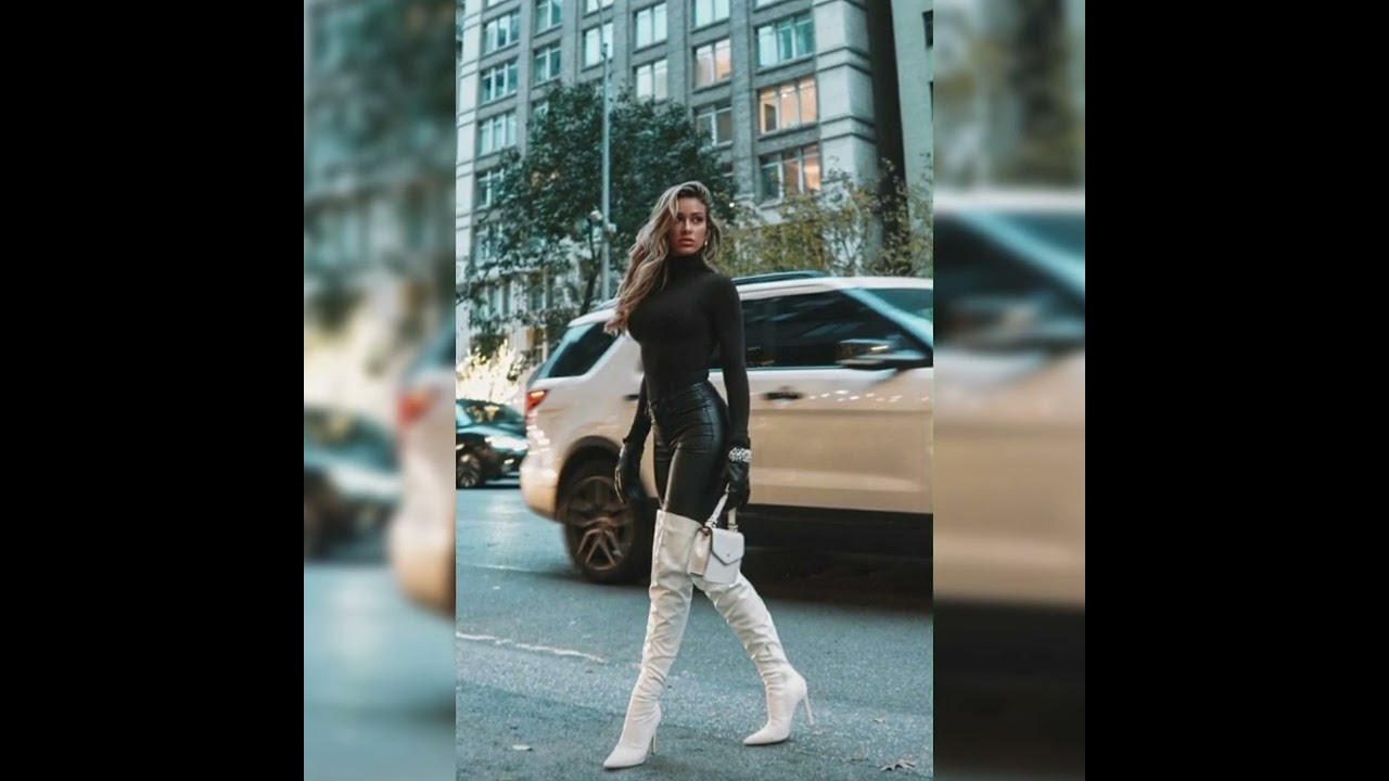 Leather thigh highheel long boots Collection//Long Boots outfits//Faux leather high heels long boots