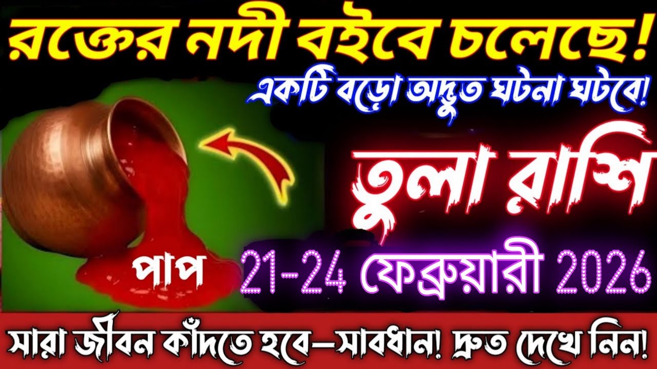 তুলা রাশি ২১–২৪ ফেব্রুয়ারি ২০২৬: বড় অশুভ ঘটনা, সাবধান না হলে জীবনে বিপদ আসছে! #tula 