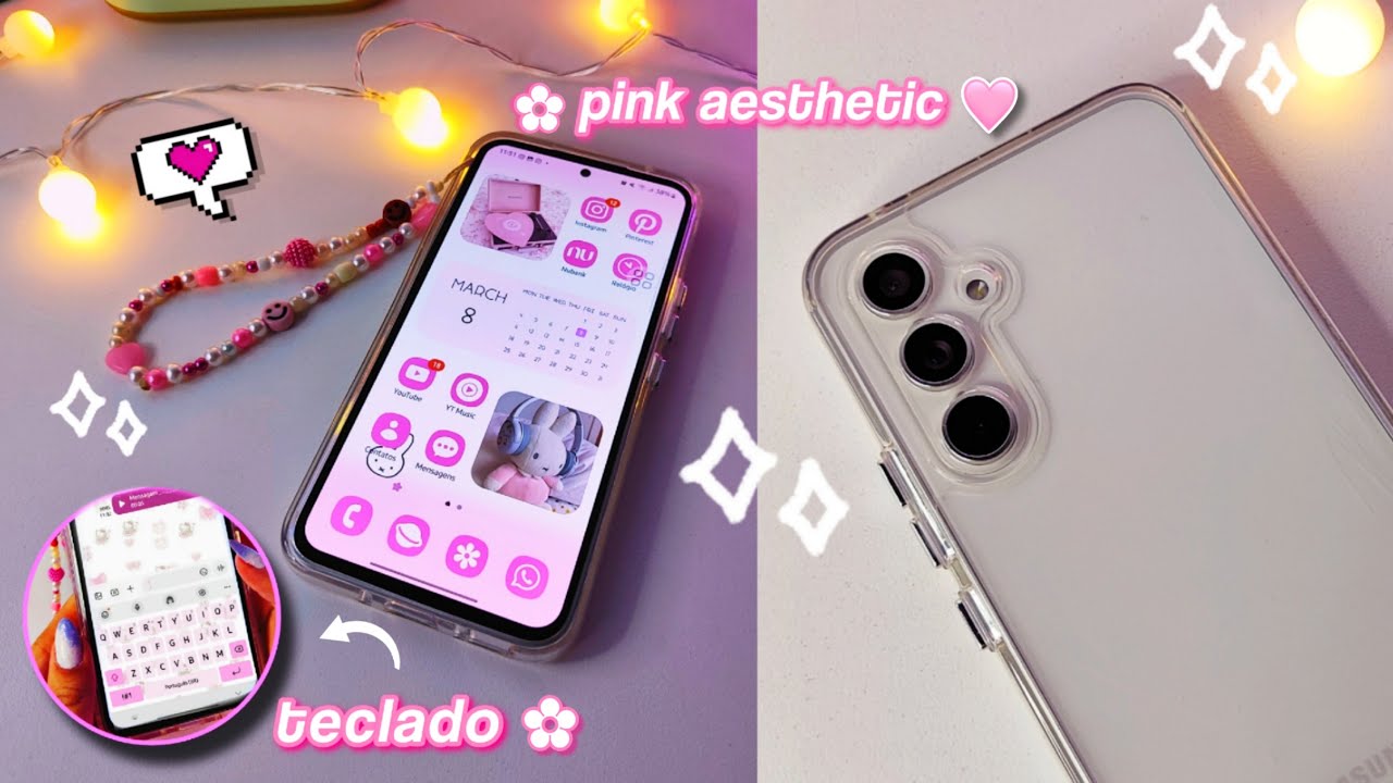PERSONALIZAÇÃO E ORGANIZAÇÃO NO SAMSUNG A54 5G | pink aesthetic