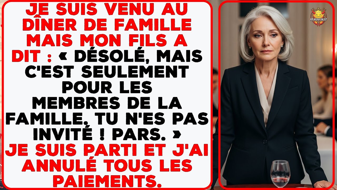 Au dîner de famille, mon fils a dit : « Désolé, c’est seulement pour la famille. »