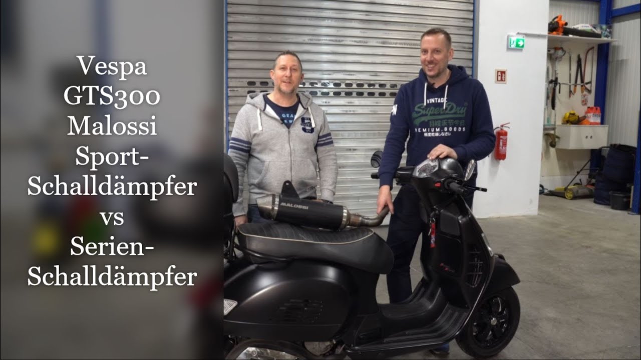 Vespa GTS 300 Malossi Schalldämpfer vs Serien Schalldämper