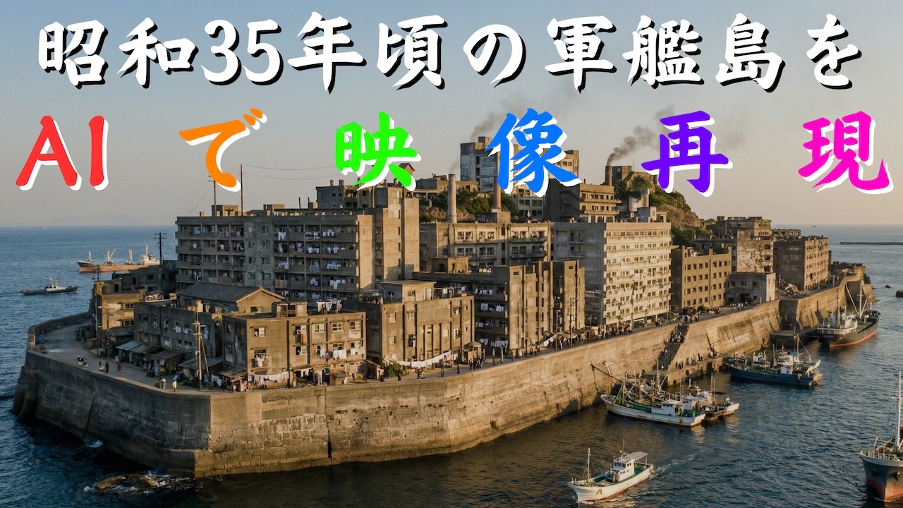 昭和35年頃の軍艦島をAIで映像再現1 | Gunkanjima Around 1960 – AI-Recreated Historical Footage (Part 1)