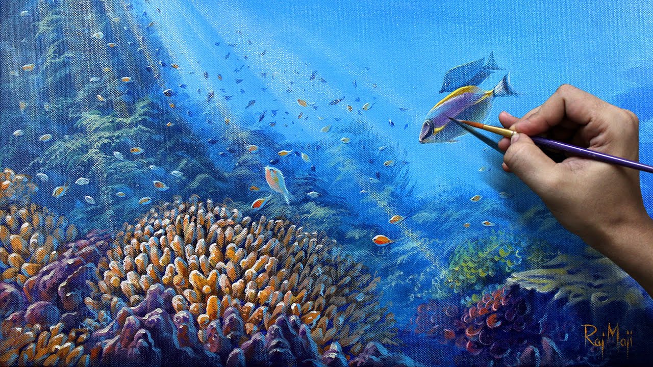 How to Paint Ocean Life | Tutorial Underwater Scenery | How to Paint in Acrylic