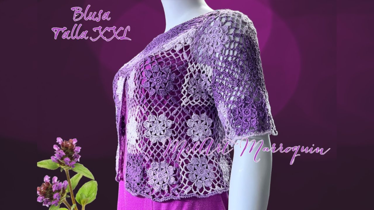 Blusa Crocher Abierta al Frente Talla XXL