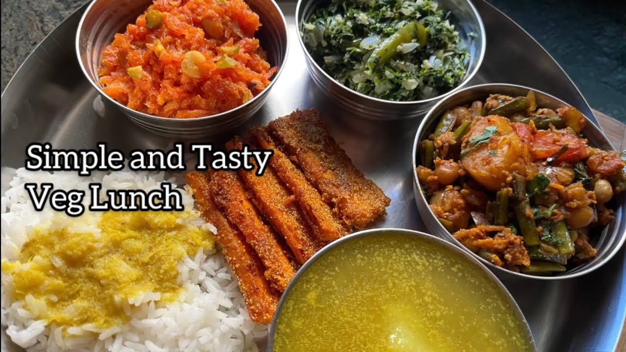 Simple, Tasty Veg lunch and Gajar halwa recipe #veglunch #vegrecipe 
