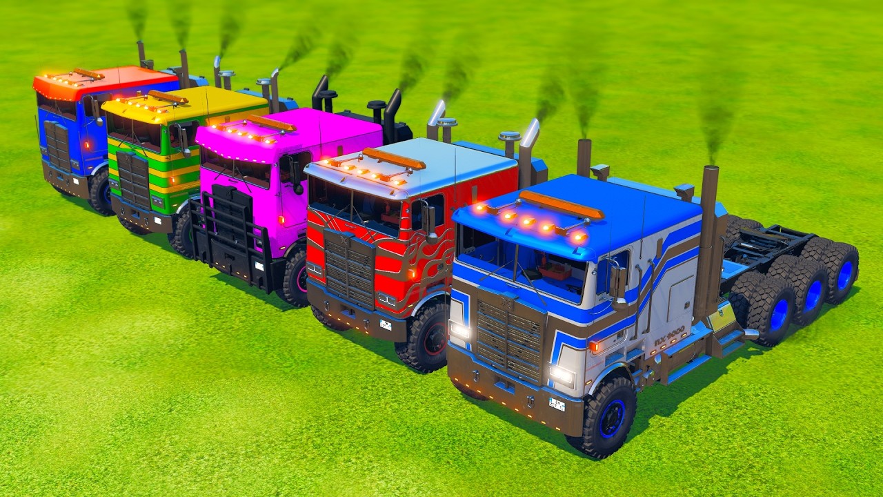 COLORFUL COOL HEAVY TRUCKS FUN DRIVING - Farming Simulator 22