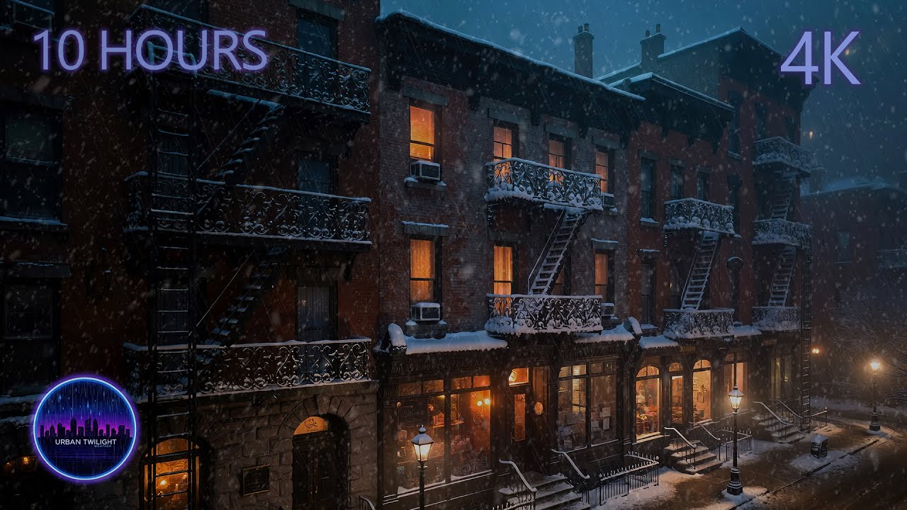 The Ember Row Apartments | 10 Hours of Snowfall & Lanternlit Winter Calm