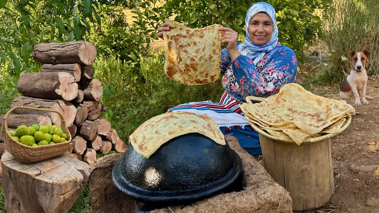 رحلة جمع الحطب من الغابة و  إعداد رغيف لذيذ على الكانون 