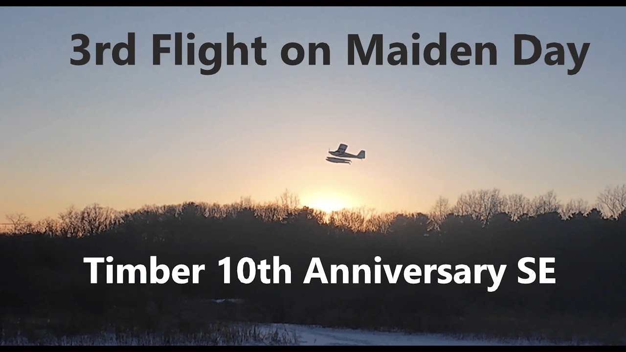 Третий полет самолета E-flite Timber 10th Anniversary SE в первый день эксплуатации – поплавок на...