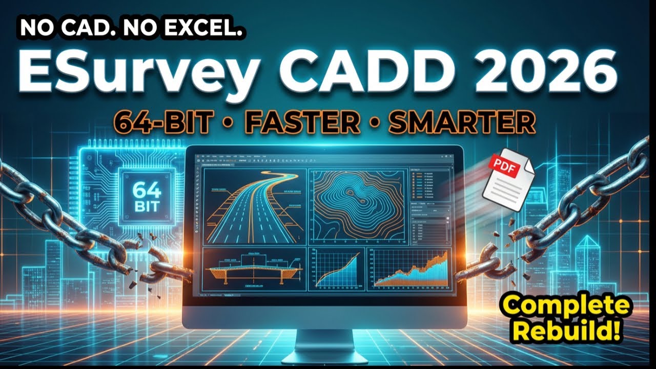 ESurvey CADD 2026 – 64-битное программное обеспечение для геодезических работ, независимое от CAD...
