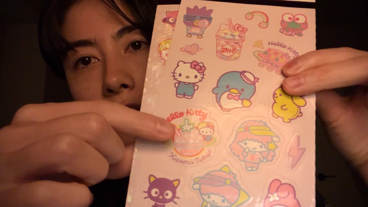 Japanese ASMR - Tapping and Sticky Sticker Sounds (with whispering)