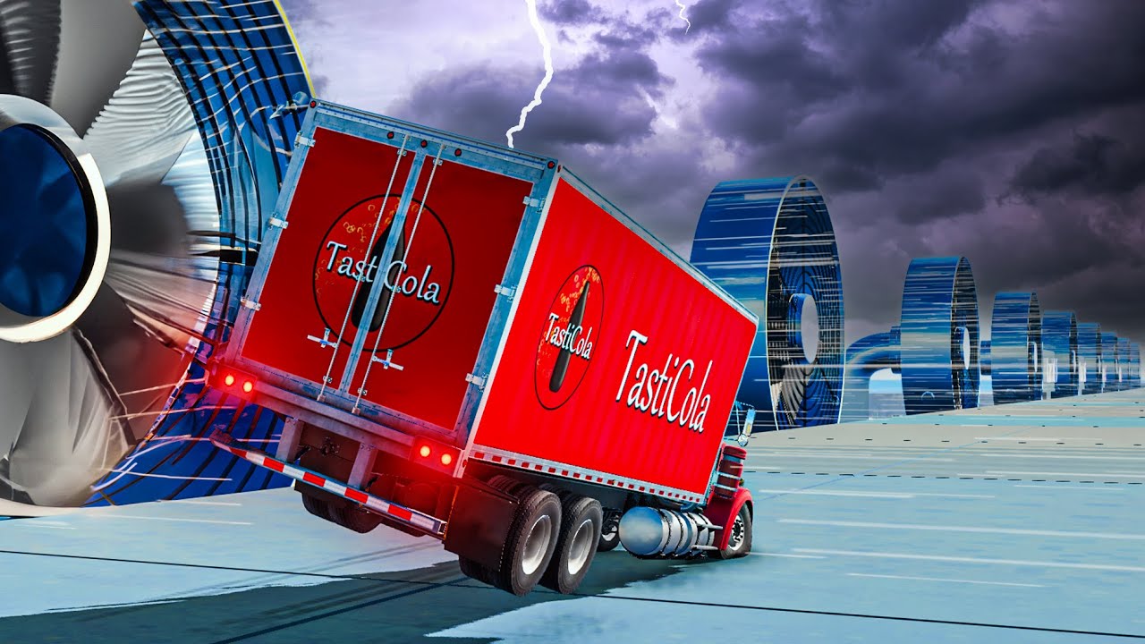 Cars Fighting Extreme Wind From Huge Fans - BeamNG.drive