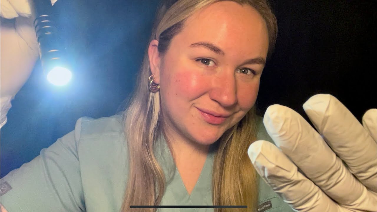 ASMR - Nurse Roleplay - you have the flu 🤒 (face exam, light triggers, latex glove, typing, etc)