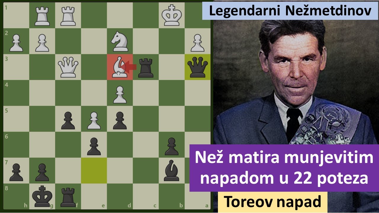 Rašid Nežmetdinov munjevitim napadom matira u 22 poteza - Toreov napad   šahovske partije