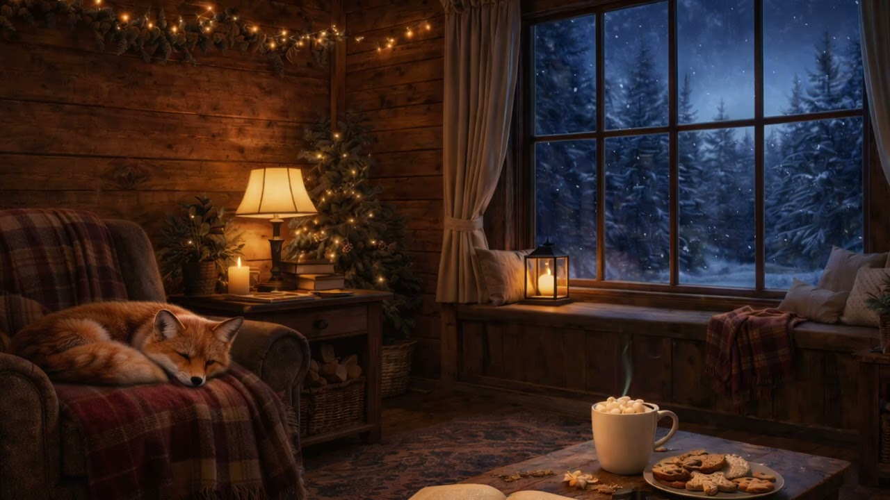 Winter Cabin Jazz | Warm Snowy Ambience for Relaxing or Studying