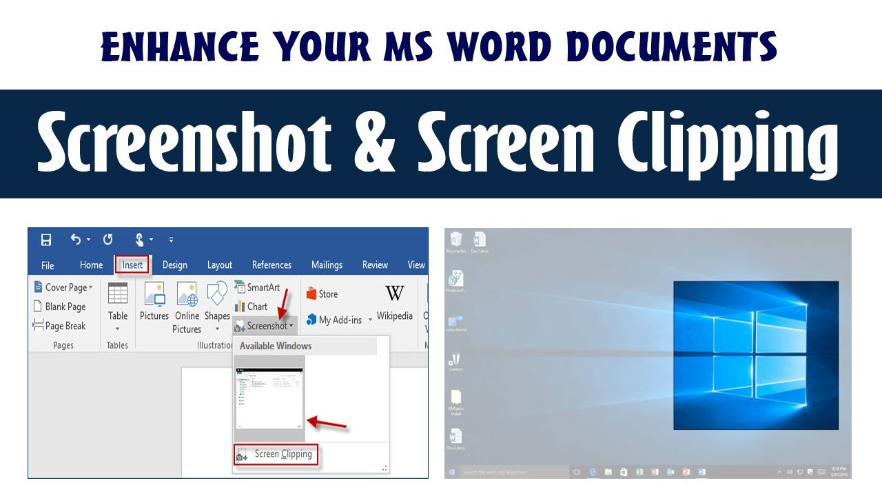 Screenshot and Screen Clipping in MS Word | MS Word Tutorial 2019