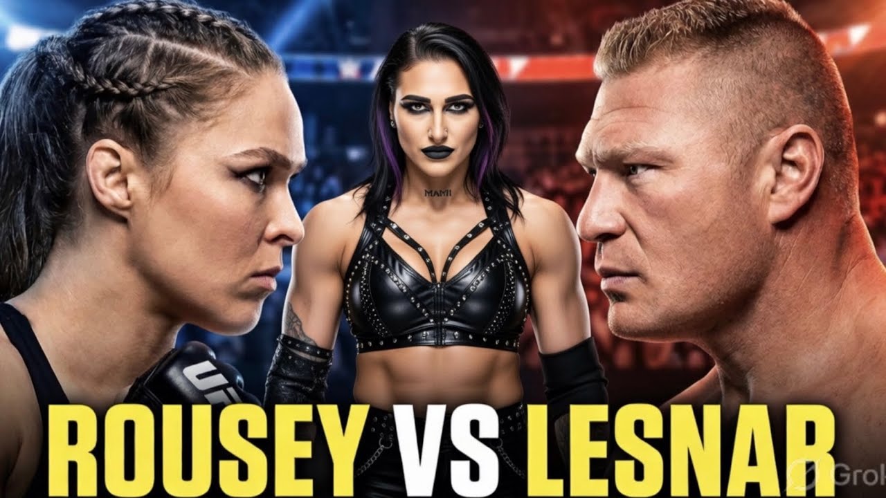 Ronda Rousey vs Brock Lesner with Rhea Ripley Referee