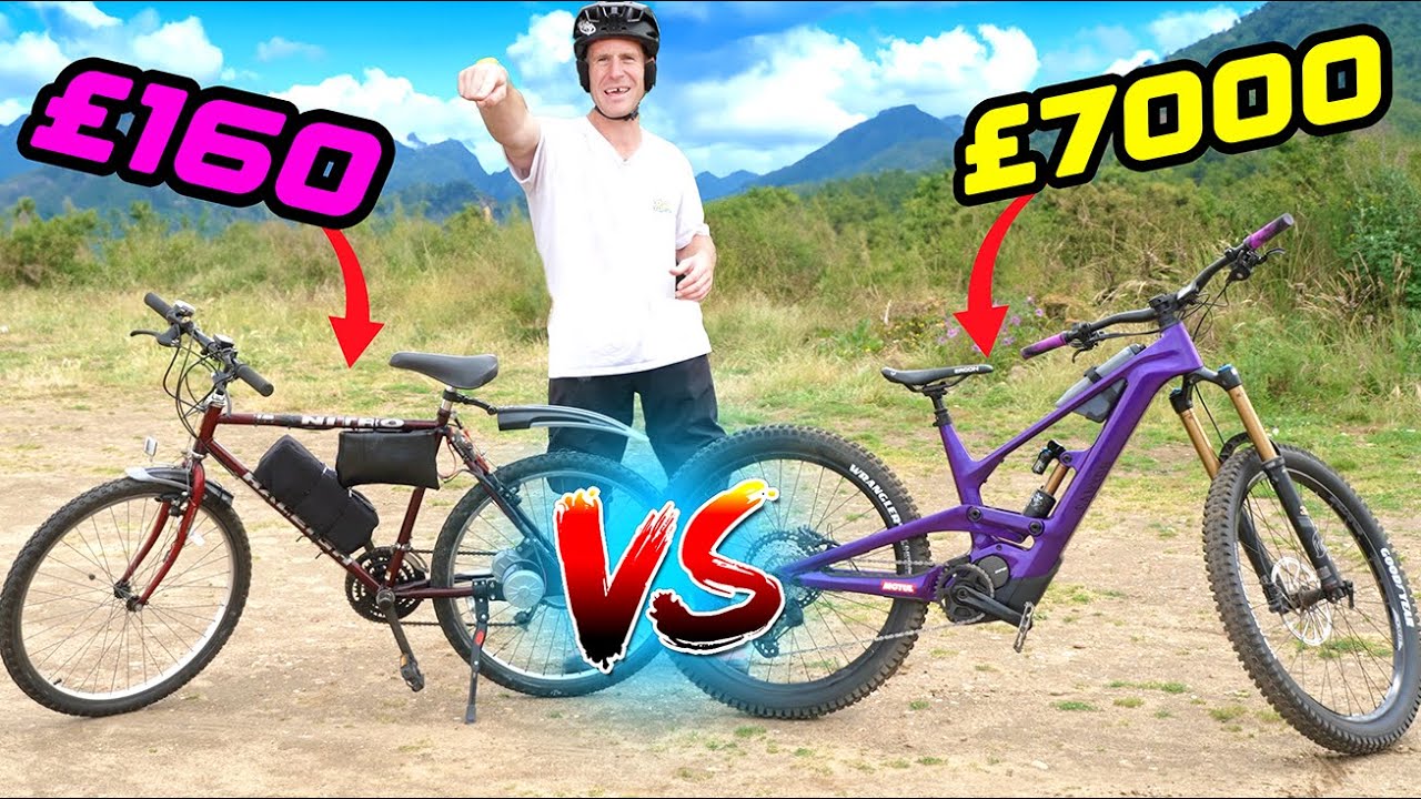 CHEAP DIY ELECTRIC MTB VS PREMIUM &pound;7000 E-BIKE!