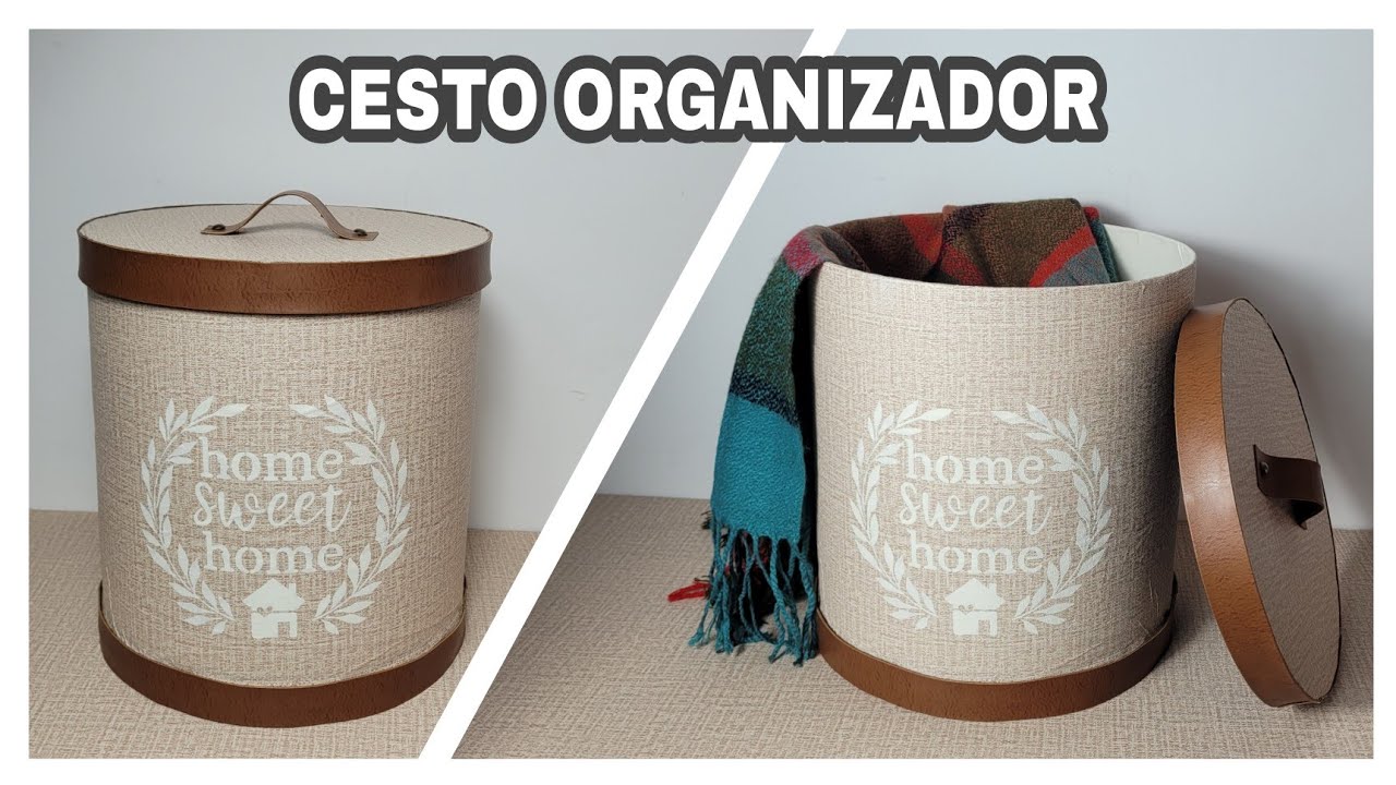 DIY - COMO FAZER CESTO ORGANIZADOR COM BARRICA DE PAPELÃO
