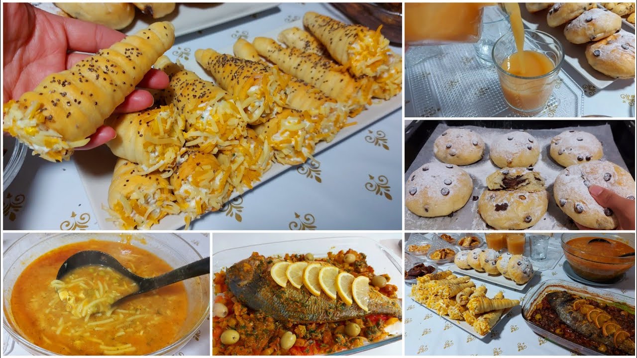 جمعي الوقفة الحادكة💃عجينة وحدة ديري المالح والحلو💪شربة الخضر بالشعرية👌سمك فالفرن😋عصير لدييد🍎