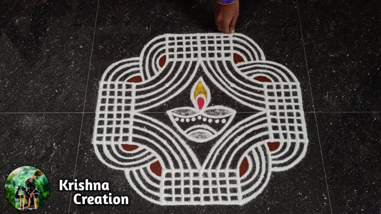 Simple Diwali Special Padi Kolam Design with 7x3x3 dot | Easy Padi Kolam | Deepavali Muggulu | Kolam