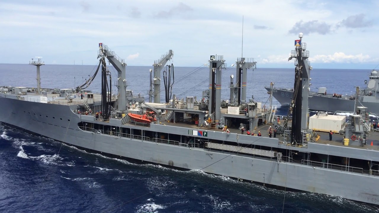 THREE SHIPS AT ONCE! US Navy UNREP