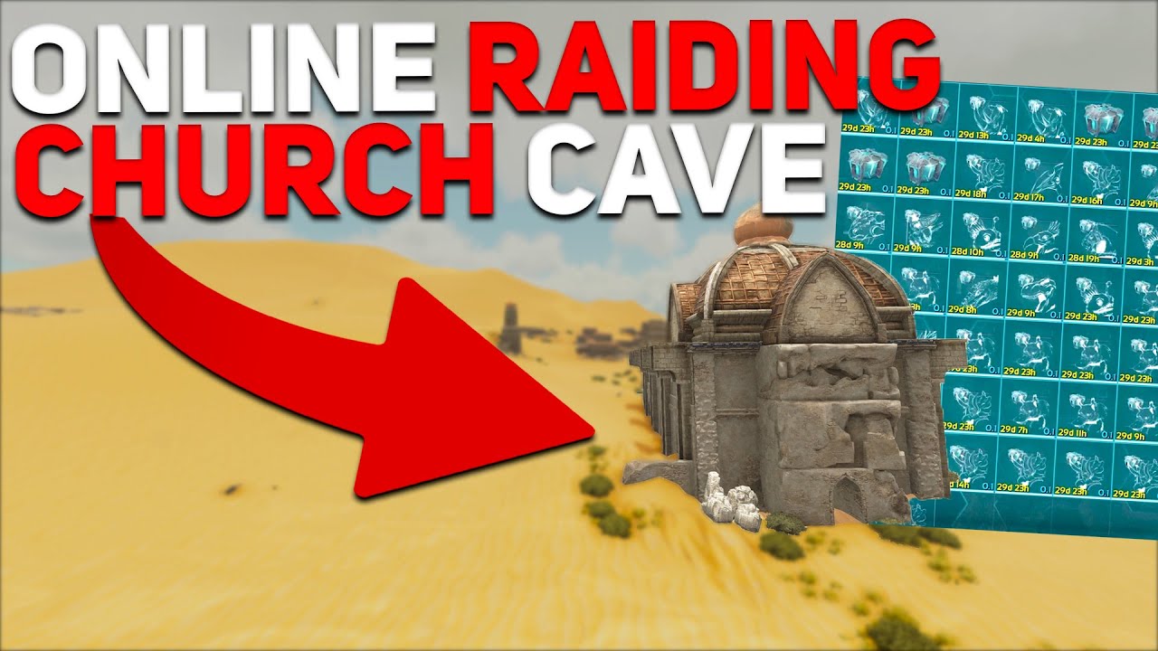 ONLINE Raiding A Church Cave AND Raiding a WEIRD Custom Cave! - ARK PvP