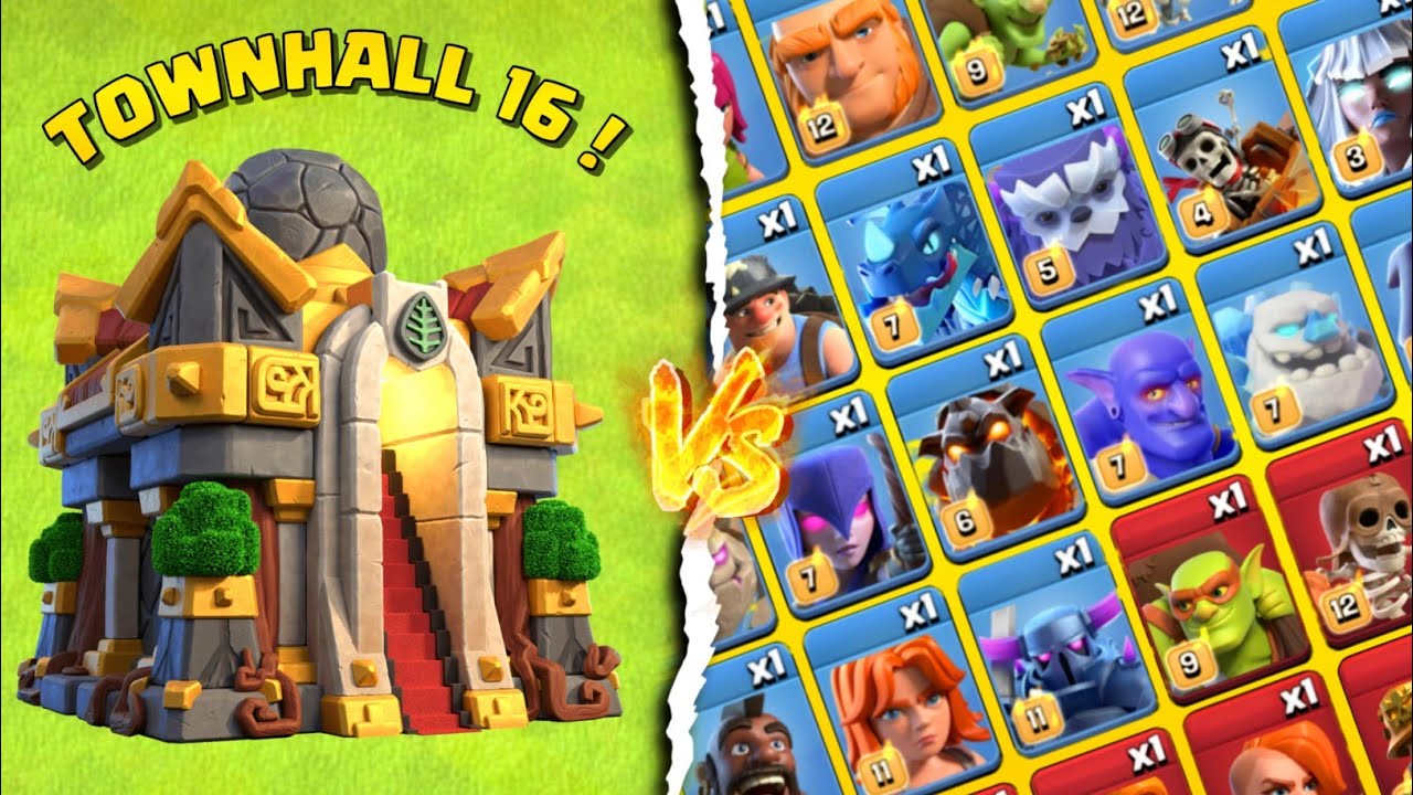 Townhall 16 vs All Super And Normal Troops.#clashofclans#challenge