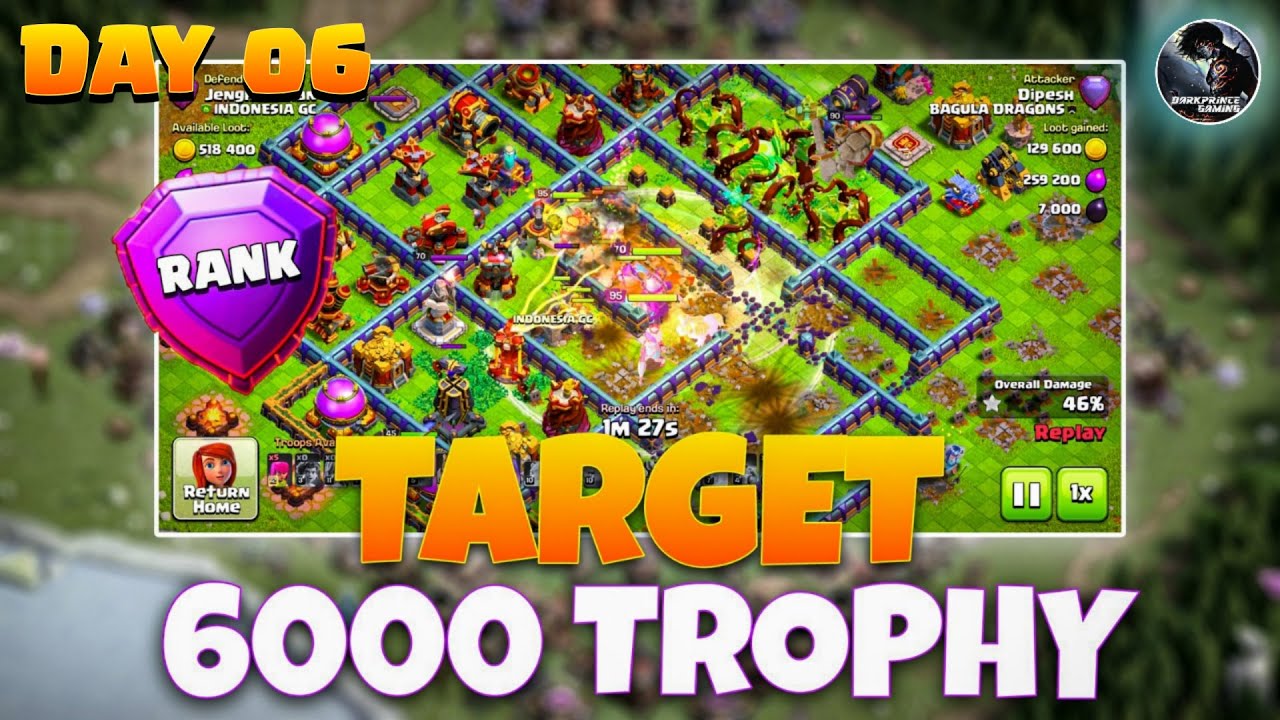 TH17 Legend Trophy Pushing in Legend League in Clash of clans || Day 06 || DarkPrince Gaming