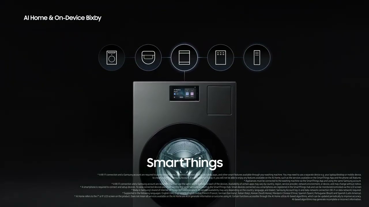 مع Bixby وتطبيق SmartThings، غسالة Samsung WD18 تصير أسهل وأذكى من أي وقت