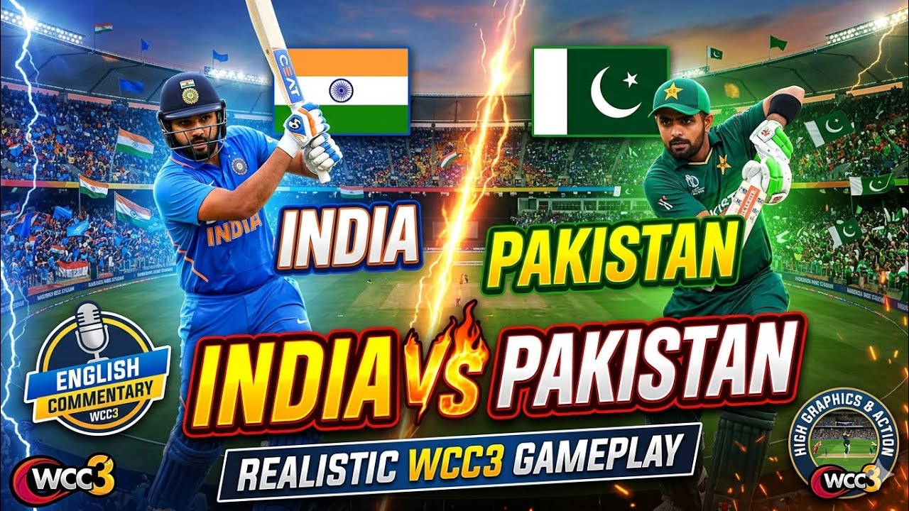 Ind vs pak wcc3 realistic match with English commentry 