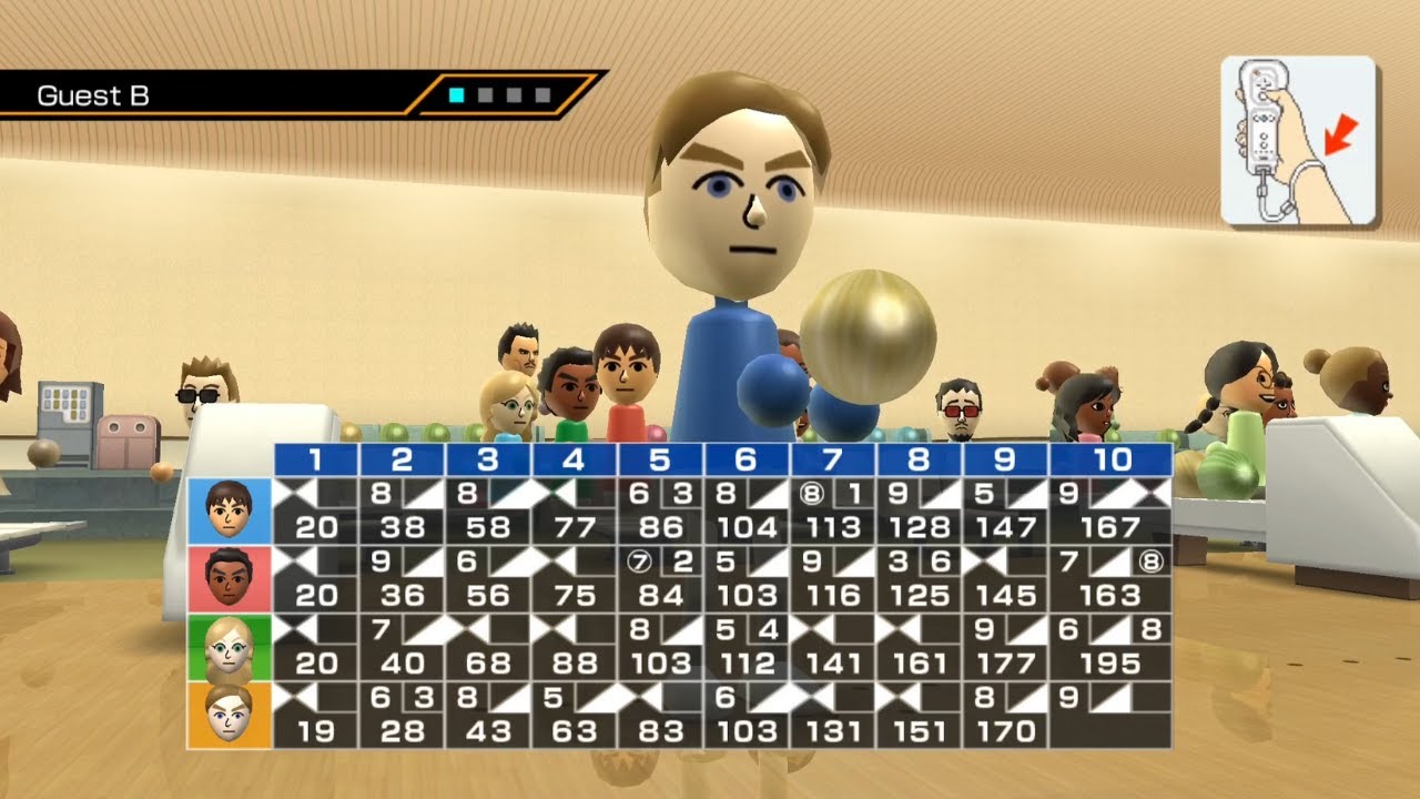 4 Guest Mii’s see who can Bowl the Best! (Wii Sports)