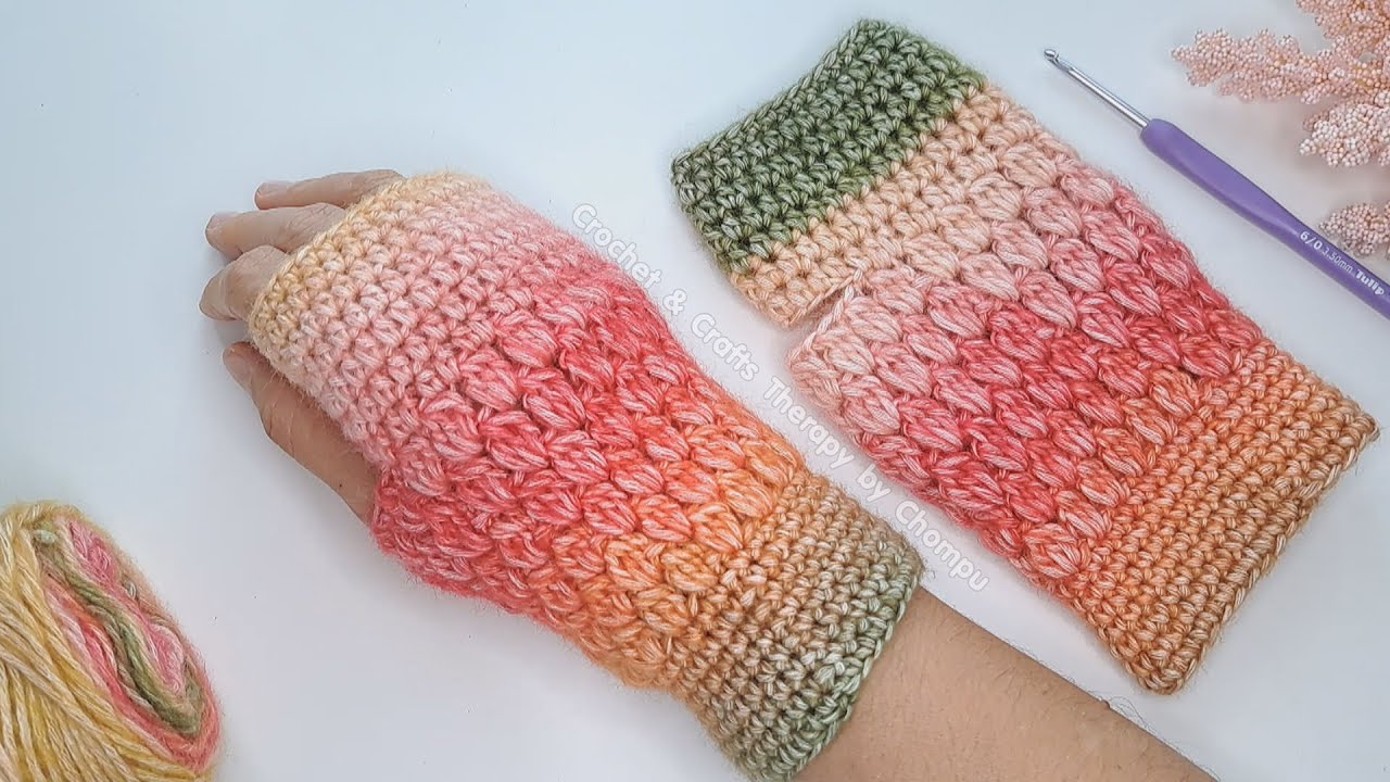 Easy!!! DIY Crochet Fingerless Gloves Mitts | Crochet & Crafts Therapy