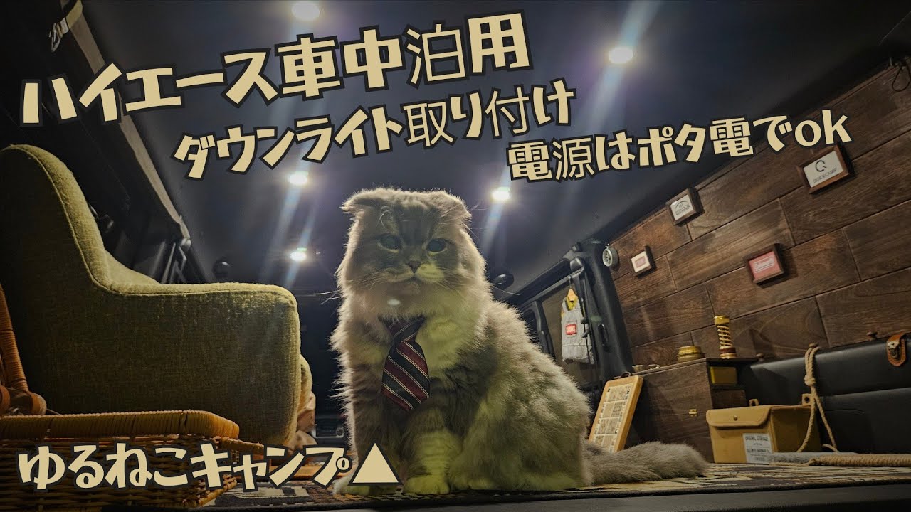 車中泊仕様！ハイエースにダウンライト取り付けしました。取り付け位置や使用感を解説【イルミスタダウンライト】